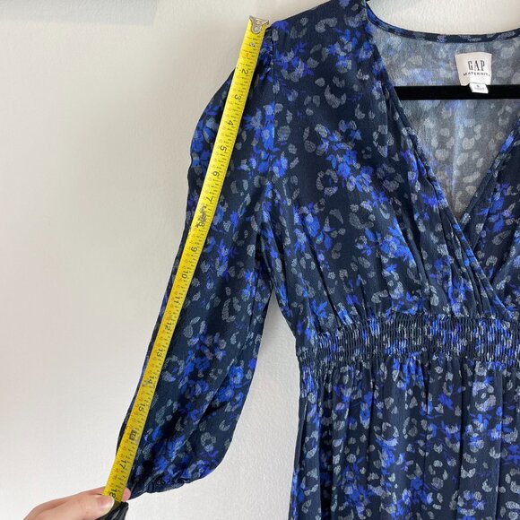 GAP Maternity Blue Leopard Print Midi Dress - Size Small - Picture 9 of 14
